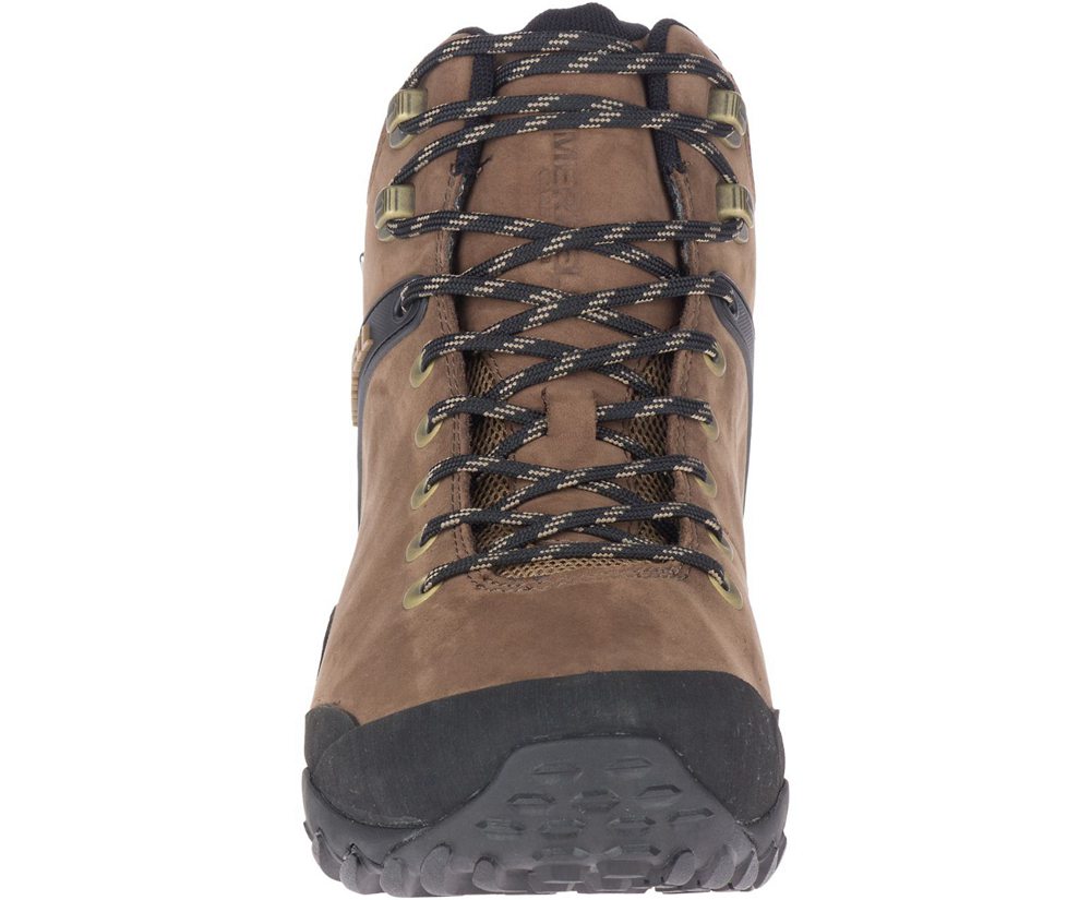 Merrell Hiking Boots Brown/Black - Chameleon 8 Leather Mid Waterproof - Mens 72XFWHLYT